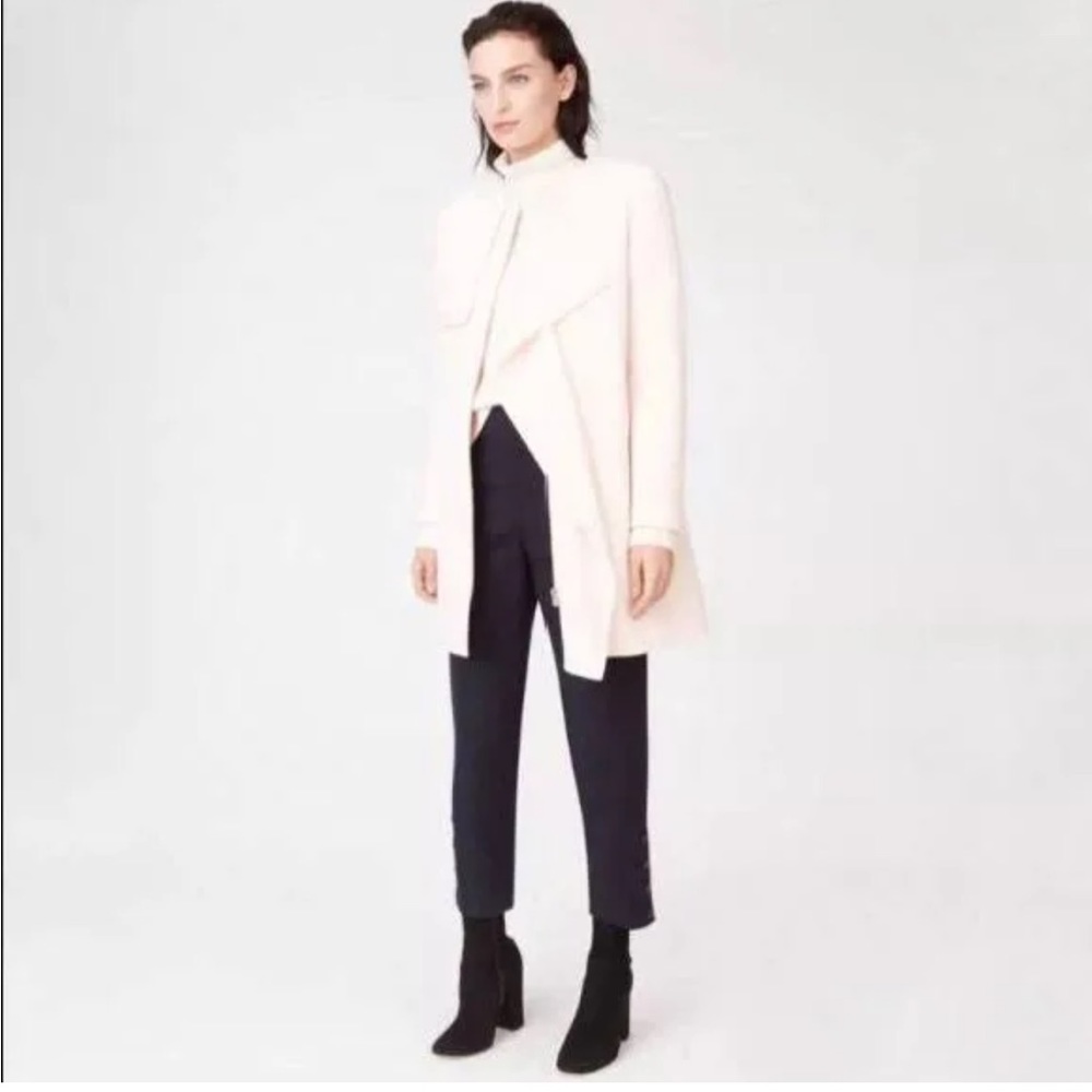 Club Monaco Roenna collarless trench pale pink coat dress zip front sz XS